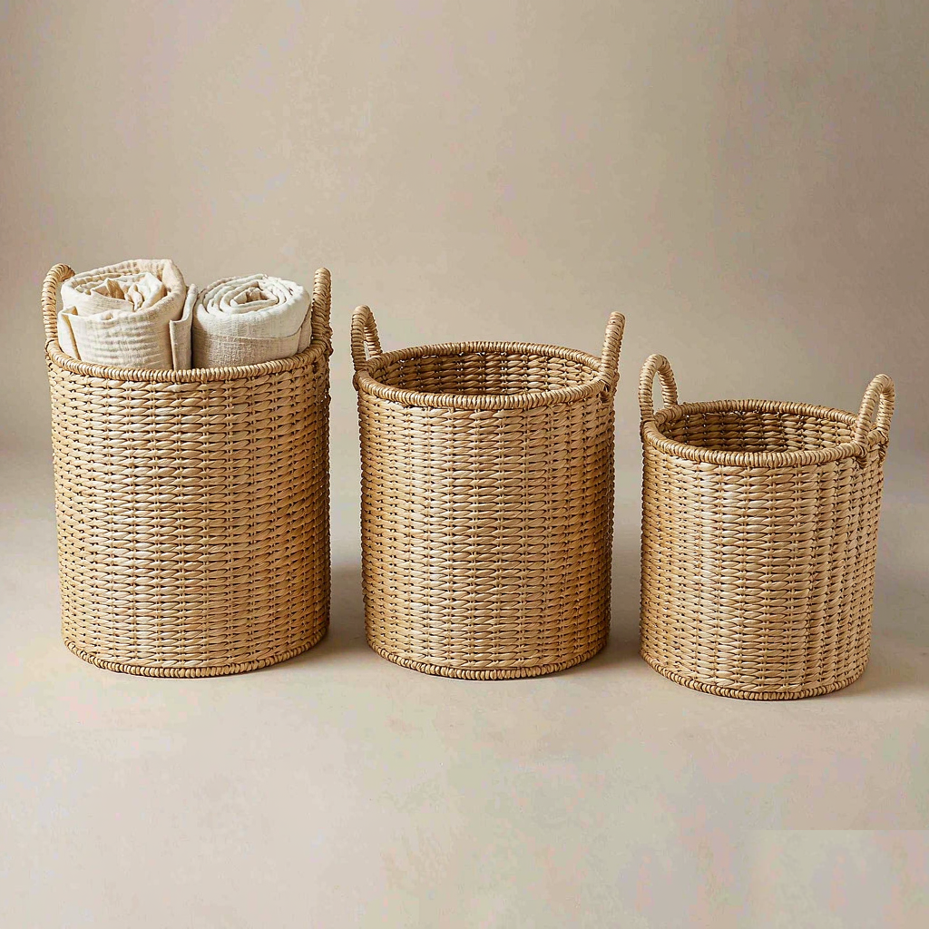 Handwoven seagrass baskets