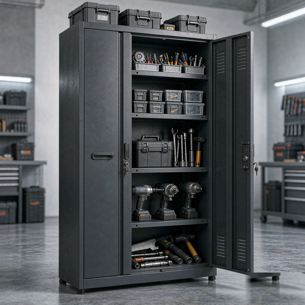 Steel garage storage cabinet